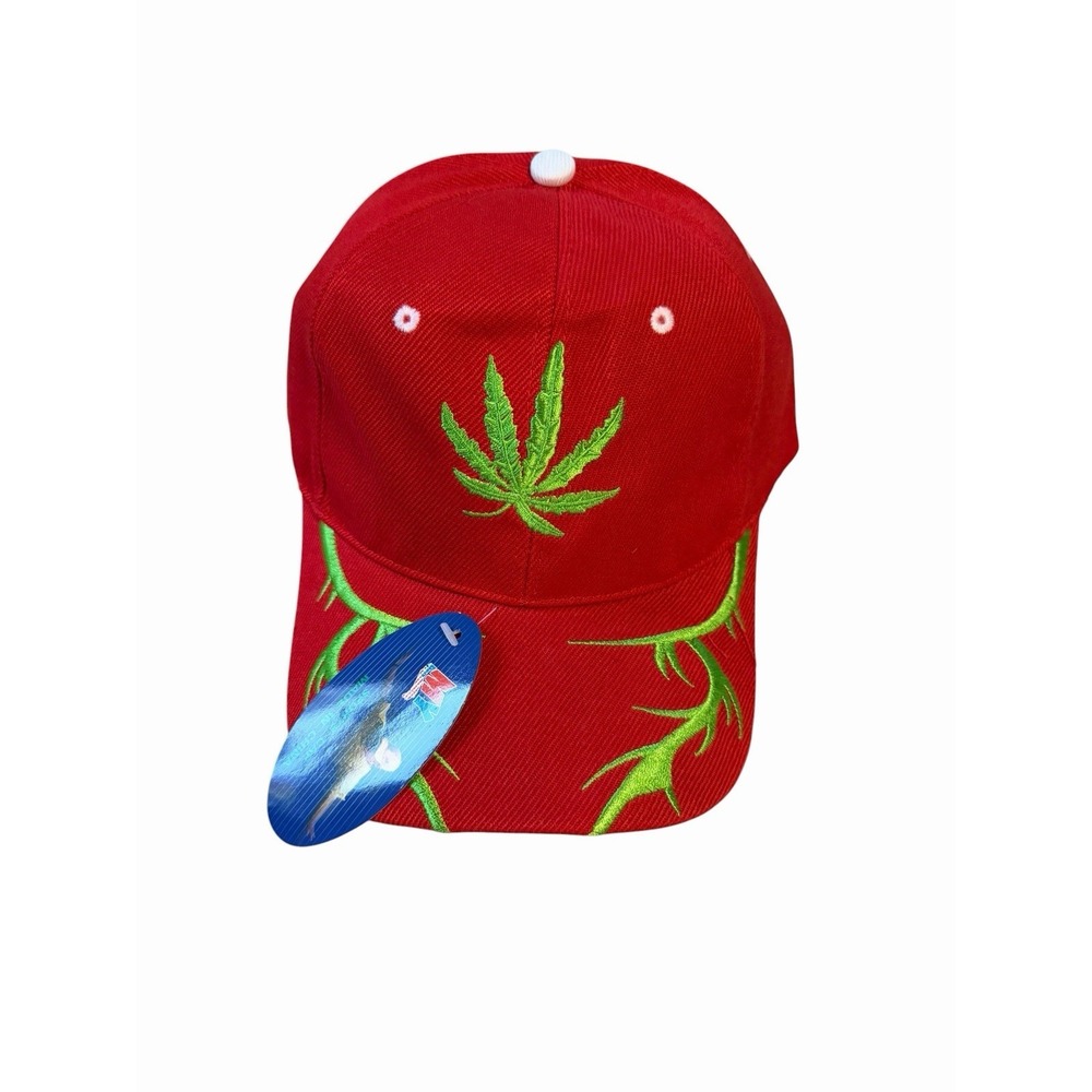 New Men's Baseball‎ Adjustable Hat pot leaf green red